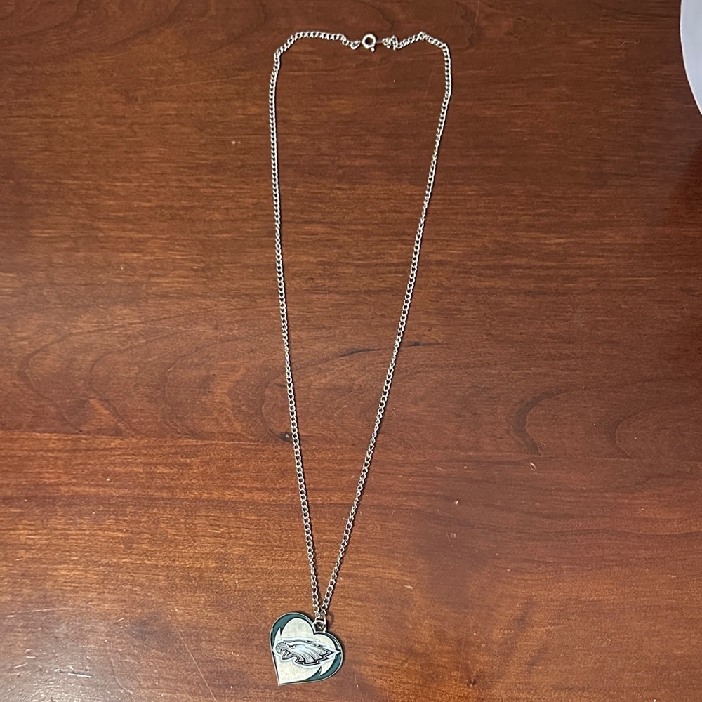 Eagles Silver Heart Pendant Necklace